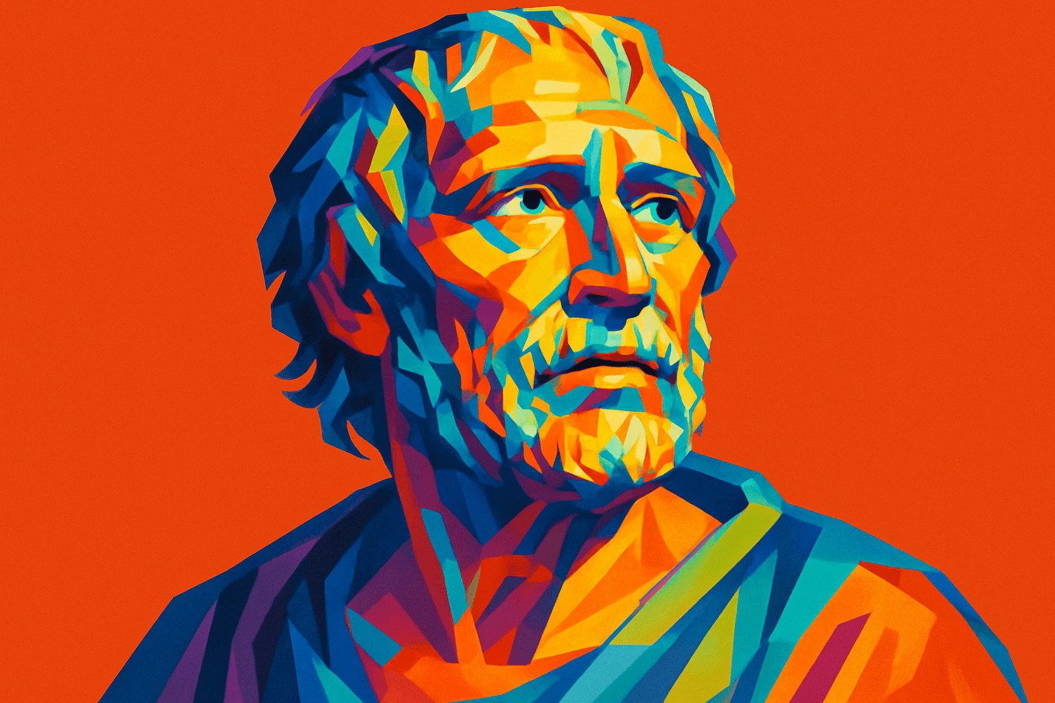 Dynamic pop art portrait of Lucius Annaeus Seneca (c. 4 BCE - 65 CE), the Roman Stoic philosopher, statesman, and dramatist who profoundly influenced Western thought on ethics and virtue. This colorful artistic interpretation captures the wisdom and gravitas of the man who served as advisor to Emperor Nero while developing some of the most enduring philosophical teachings on resilience, morality, and the good life. Seneca's extensive writings, including his "Letters to Lucilius" and numerous moral essays, made Stoic philosophy accessible to generations of readers through practical advice on dealing with adversity, managing emotions, and living according to virtue. His philosophy emphasized the importance of reason over passion, acceptance of fate, and the cultivation of inner tranquility regardless of external circumstances. The bold, contrasting colors in this artwork reflect the enduring vitality of his philosophical legacy, which continues to influence modern psychology, self-help literature, and approaches to mental wellness and personal development.