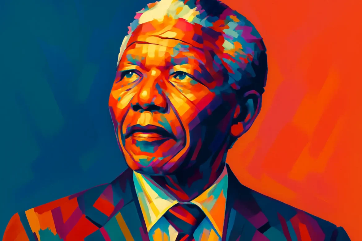 Vivid and expressive digital portrait of Nelson Mandela (1918–2013), South African anti-apartheid revolutionary and former president, globally revered for his unwavering commitment to peace, reconciliation, and forgiveness. The image reflects Mandela’s enduring legacy as a moral leader who believed that forgiveness was essential to healing and unity, famously stating, 'Forgiveness liberates the soul.'