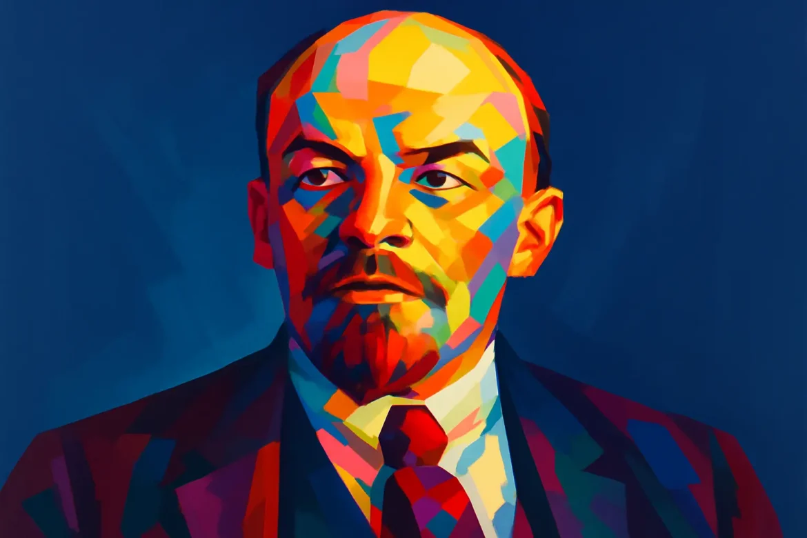 Artistic and colorful portrait of Vladimir Lenin (1870–1924), the Russian revolutionary, political theorist, and founder of the Soviet Union. Lenin led the Bolshevik Revolution in 1917, establishing a socialist state and profoundly transforming Russia's political landscape. His Marxist ideology laid the foundation for decades of communist rule, making him one of the most influential figures of the 20th century.