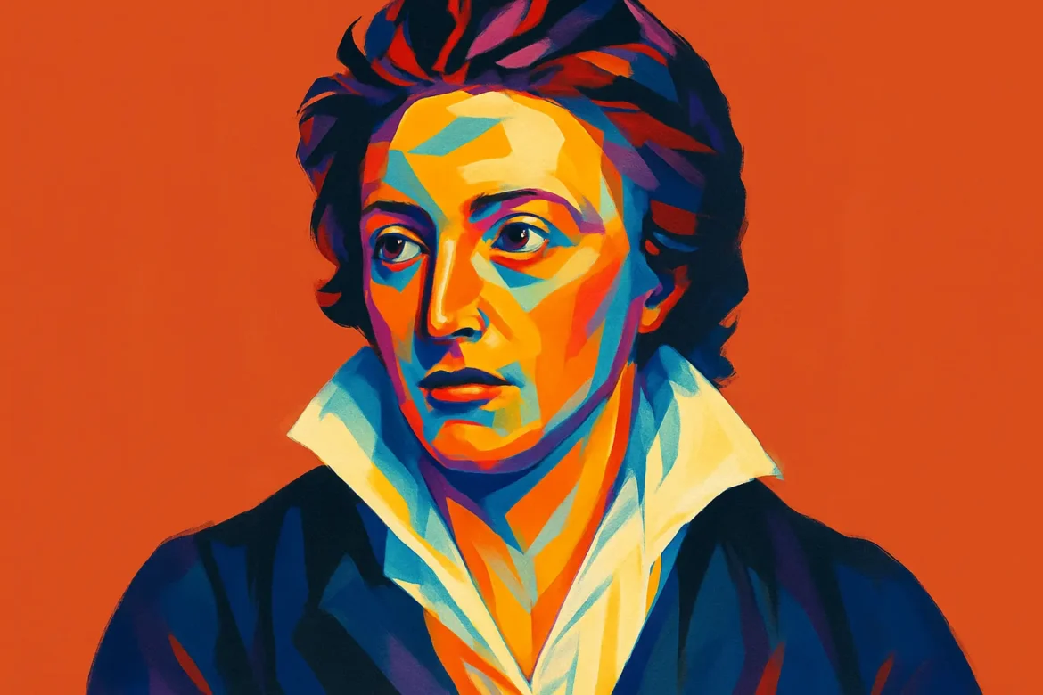 Vibrant artistic portrait of Percy Bysshe Shelley (1792–1822), one of the major English Romantic poets. Known for his radical ideas, lyricism, and visionary poetry, Shelley authored works such as 'Ozymandias', 'Prometheus Unbound', and 'To a Skylark'. His writings emphasized political freedom, nature, and the power of imagination, leaving a lasting legacy on literature and revolutionary thought.