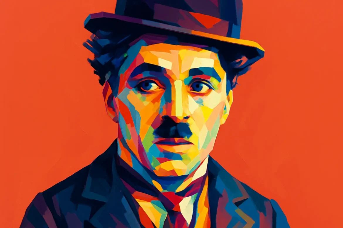 Retrato artístico en estilo pop art de Charles Chaplin (1889 – 1977), legendario actor, director y productor británico. Célebre por su personaje 'Charlot', un vagabundo tierno y cómico, Chaplin se convirtió en un ícono del cine mudo y en una de las figuras más influyentes de la historia del cine. Su obra abordó temas sociales con humor y emotividad, dejando una huella imborrable en la cultura popular del siglo XX.