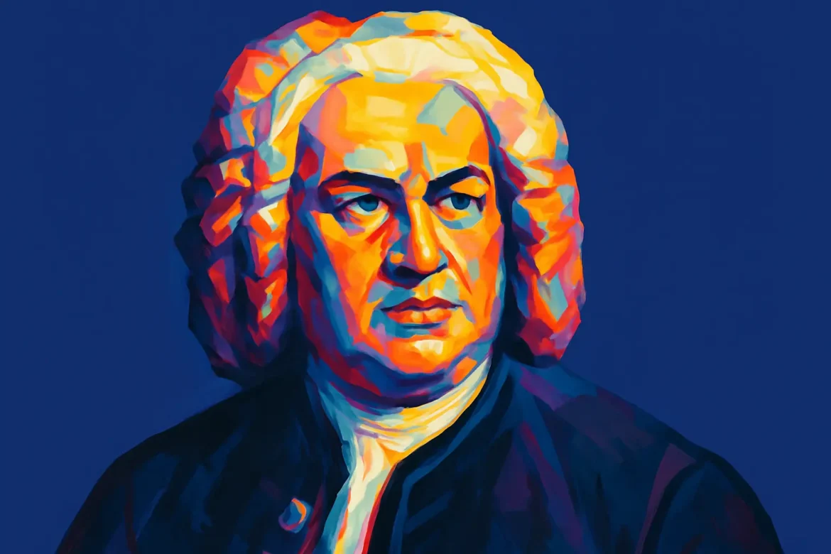 Retrato artístico en estilo pop art de Johann Sebastian Bach (1685–1750), uno de los más grandes compositores del período barroco. Reconocido por su maestría en la armonía y complejidad contrapuntística, Bach dejó un legado musical inmenso con obras emblemáticas como 'El clave bien temperado', 'La Misa en si menor' y las 'Suites para violonchelo'. Su música continúa influyendo en generaciones de músicos y compositores en todo el mundo.