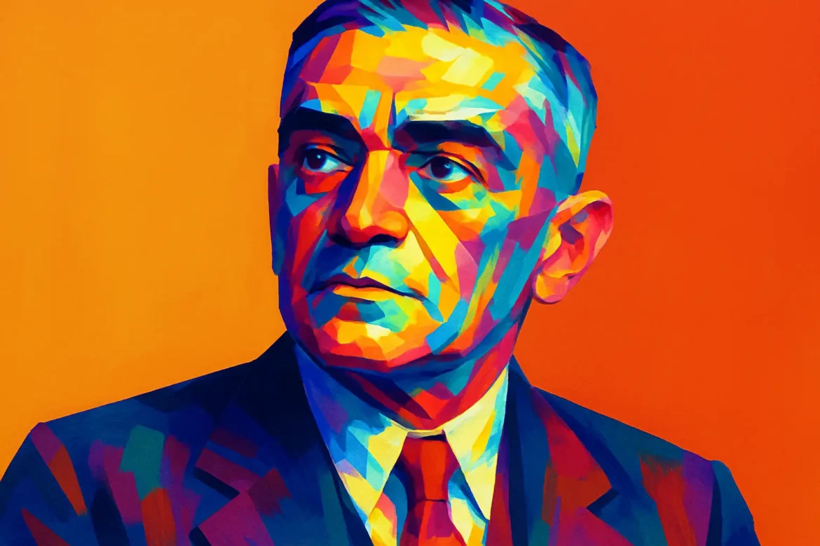 Retrato artístico en estilo pop art de Monteiro Lobato (1882 – 1948), destacado escritor, editor y uno de los pioneros de la literatura infantil en Brasil. Autor de la célebre serie del 'Sítio do Picapau Amarelo', combinó elementos del folclore brasileño con crítica social, y es considerado una figura central en la formación del imaginario cultural brasileño. Esta representación vibrante resalta su influencia duradera en la educación y literatura de habla portuguesa.