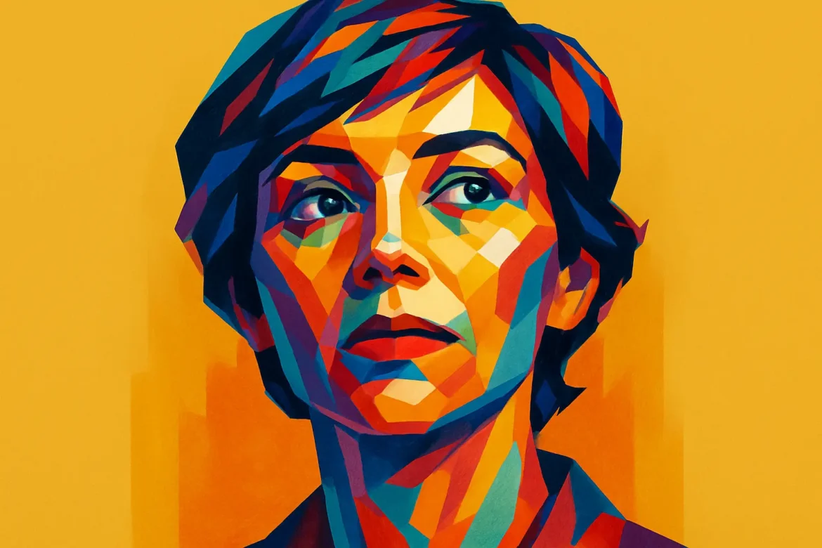 Ilustración vibrante en estilo pop art de una mujer con expresión serena y mirada reflexiva, representando a una madre en el contexto del Día de la Madre. Los colores intensos como el azul, rojo, naranja y púrpura realzan la fuerza emocional de la figura, destacándola contra un fondo amarillo sólido. Es una evocación visual del amor, la sabiduría y la fortaleza materna celebrados en esta fecha especial.