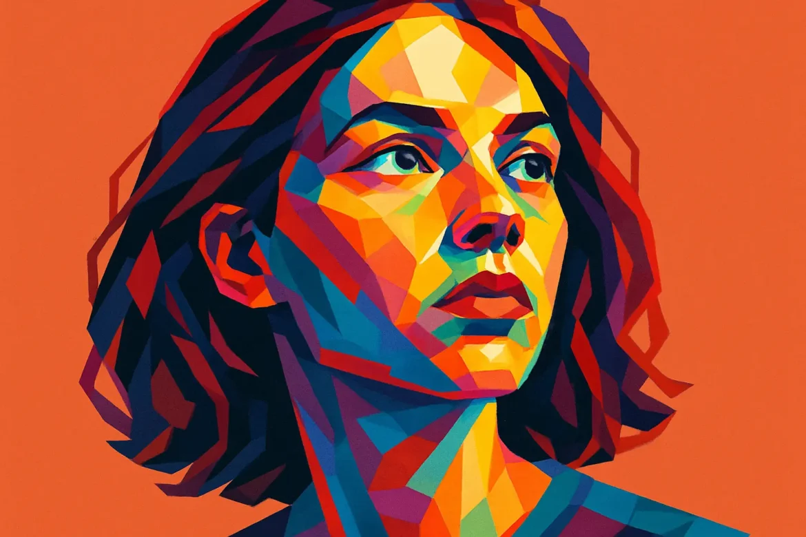 Ilustración en vibrantes colores pop art de una joven mujer con expresión pensativa y melancólica, sobre un fondo naranja intenso. La obra transmite sentimientos de nostalgia y esperanza, evocando la temática del amor a distancia, donde los pensamientos y emociones viajan más allá de las fronteras físicas, manteniendo vivo el vínculo emocional a pesar de la separación.