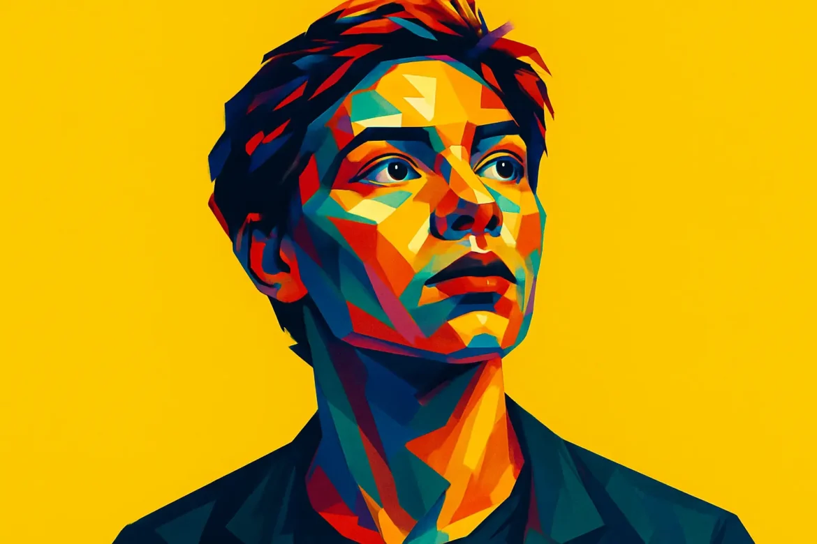 Ilustración estilizada en técnica pop-art de una persona con expresión decidida, mirando hacia el futuro sobre un fondo amarillo vibrante. La imagen representa el espíritu de liderazgo, conciencia y esperanza que acompañan el movimiento por la sostenibilidad. Un recordatorio visual de que el cambio empieza con la determinación individual para proteger nuestro planeta.