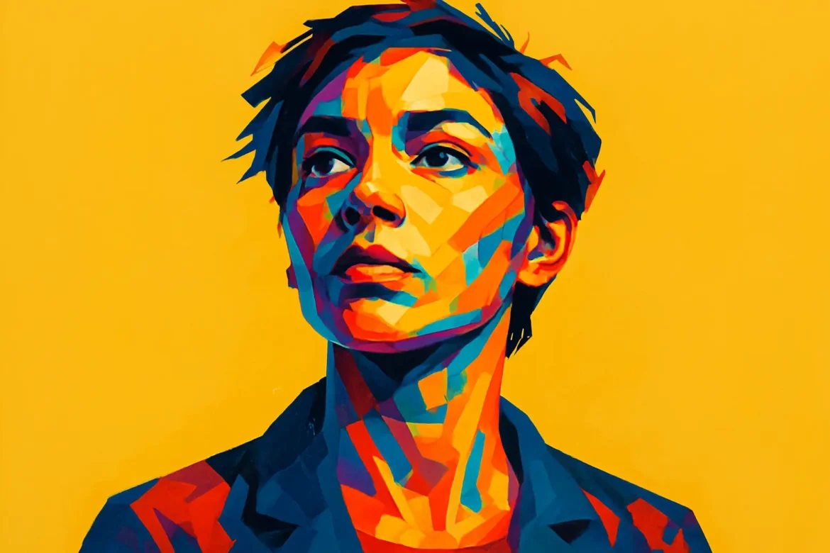 Imagen vibrante y colorida de una mujer con mirada firme y decidida, representada en estilo pop-art sobre un fondo amarillo intenso. La expresión de fuerza y determinación en su rostro refleja el espíritu de superación ante los obstáculos, evocando la lucha y la perseverancia como caminos hacia el crecimiento personal y el logro de metas.
