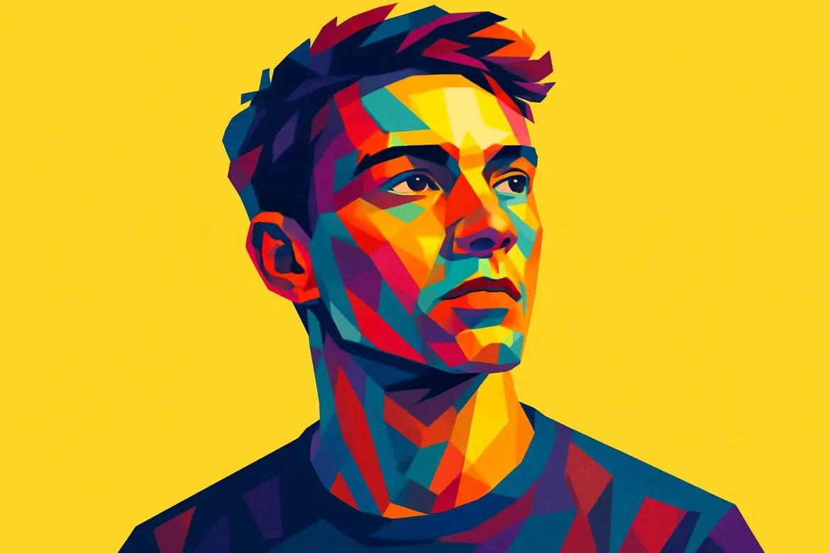 Ilustración vibrante en estilo pop art de un joven con expresión reflexiva y decidida, sobre un fondo amarillo brillante. La imagen transmite inspiración y determinación, evocando el poder de la visualización y la fijación de objetivos personales. Ideal para acompañar frases motivadoras sobre metas, visión y superación.