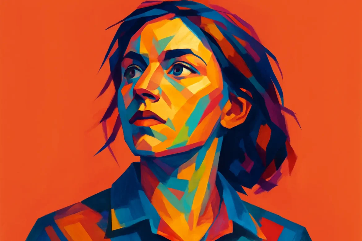 Ilustración colorida y expresionista de una joven con mirada decidida y pensativa, simbolizando el poder transformador de la educación y la búsqueda del conocimiento. La intensidad de los colores representa la pasión, la energía y el impacto que la educación tiene en la formación del pensamiento crítico y el desarrollo personal. Fondo naranja vibrante que refuerza el enfoque esperanzador hacia el futuro.