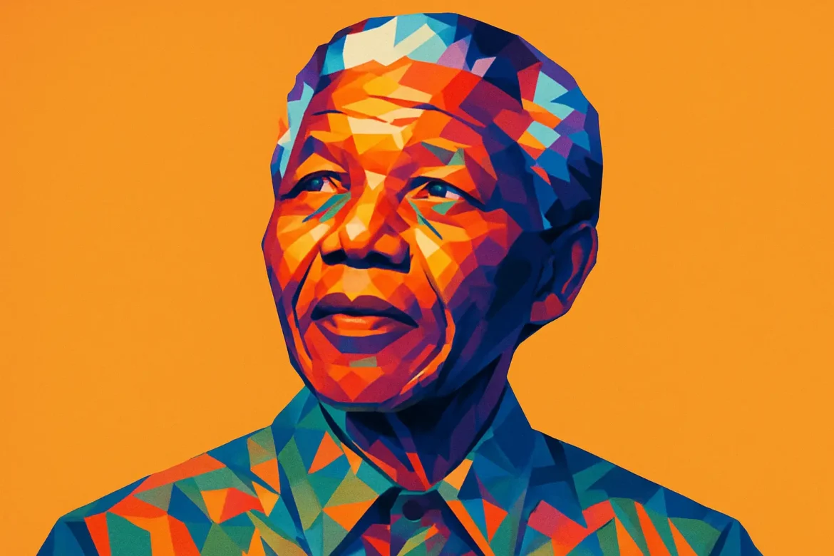 Ilustração artística e colorida de Nelson Mandela (1918 – 2013), renomado líder político sul-africano, ativista dos direitos humanos e ícone global da resistência pacífica. Mandela foi um dos principais nomes na luta contra o regime do apartheid na África do Sul, passando 27 anos preso por se opor à segregação racial. Em 1994, tornou-se o primeiro presidente negro do país, liderando a transição para uma democracia multirracial e promovendo a reconciliação nacional. Seu legado de compaixão, coragem e justiça inspira gerações em todo o mundo.