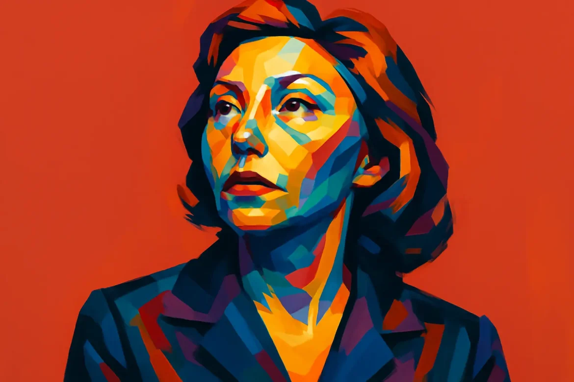 Ilustração em estilo pop art de Clarice Lispector, uma das mais importantes escritoras da literatura brasileira. Conhecida por sua escrita introspectiva e profunda, Clarice explorou intensamente temas como a existência, a identidade e a complexidade da alma humana. A imagem, com fundo vermelho vibrante e traços multicoloridos, transmite a intensidade de suas palavras e pensamentos que marcaram gerações de leitores.