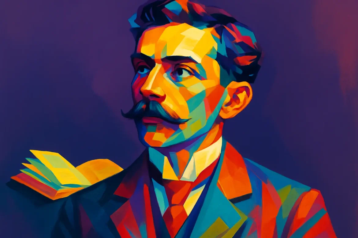 Retrato artístico em estilo moderno e colorido de Euclides da Cunha (1866 – 1909), importante escritor, engenheiro, jornalista e militar brasileiro. Autor de ‘Os Sertões’, uma das obras-primas da literatura brasileira, Euclides retratou com profundidade a realidade social do sertão nordestino e a Guerra de Canudos, combinando relato histórico, análise sociológica e crítica político-cultural.