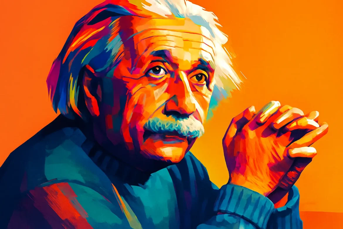 Ilustração vibrante em estilo pop art de um homem idoso com cabelos brancos e expressão reflexiva. Ele aparece com as mãos entrelaçadas diante do rosto, vestindo um suéter azul e posicionado sobre um fundo laranja intenso. A imagem remete à contemplação sobre o tempo presente, destacando o uso de cores vivas para transmitir emoção e profundidade ao momento atual.